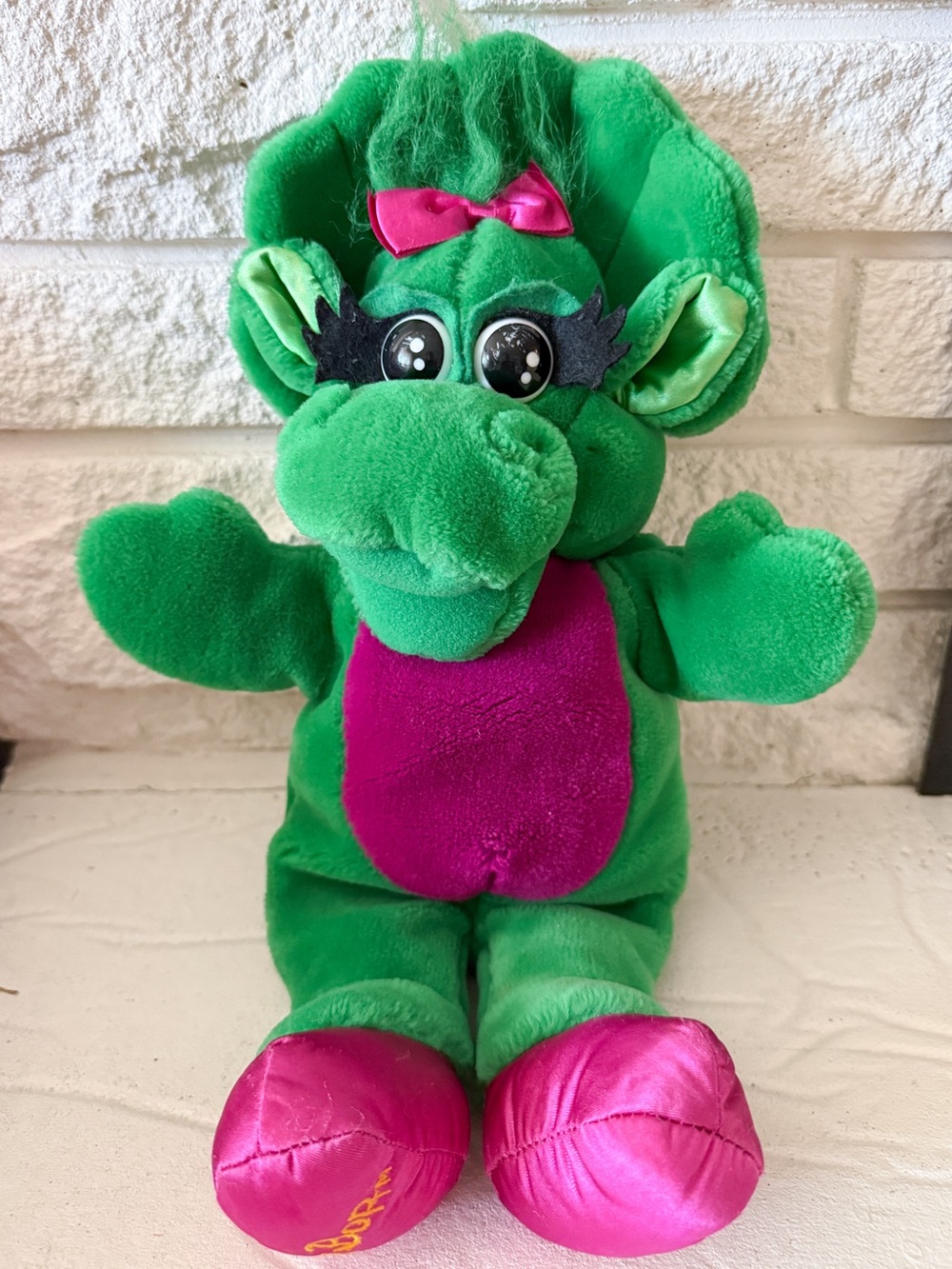 Baby Bop Hand Puppet Barney & Friends Dakin Plush Green Dinosaur 1992